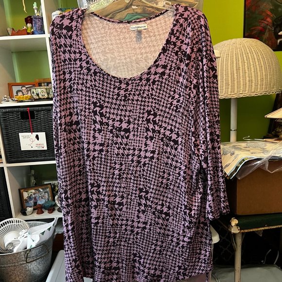Croft & Barrow 3X Dark and Light Purple 3/4 Length Sleeve Tee - Picture 1 of 7